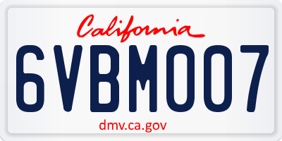 CA license plate 6VBM007