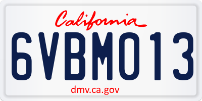 CA license plate 6VBM013