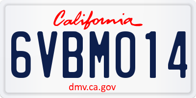 CA license plate 6VBM014