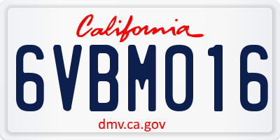CA license plate 6VBM016