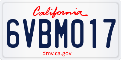 CA license plate 6VBM017