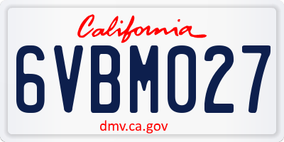 CA license plate 6VBM027