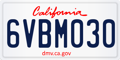 CA license plate 6VBM030