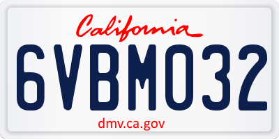 CA license plate 6VBM032