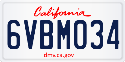 CA license plate 6VBM034