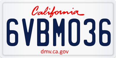 CA license plate 6VBM036