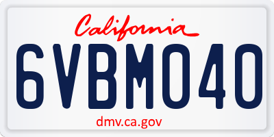 CA license plate 6VBM040