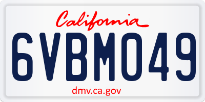 CA license plate 6VBM049