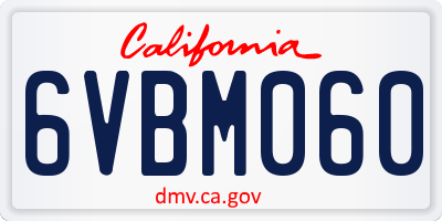 CA license plate 6VBM060
