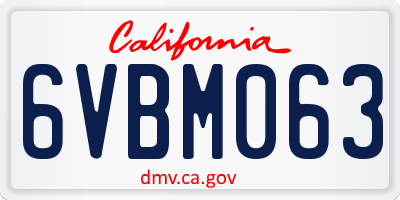 CA license plate 6VBM063