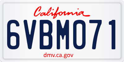 CA license plate 6VBM071