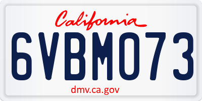 CA license plate 6VBM073