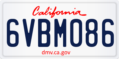 CA license plate 6VBM086