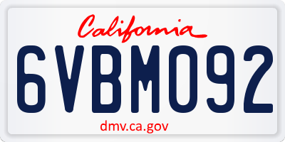 CA license plate 6VBM092