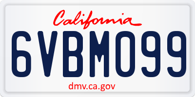 CA license plate 6VBM099