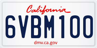 CA license plate 6VBM100
