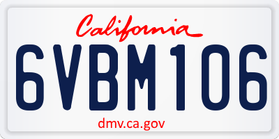 CA license plate 6VBM106