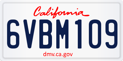 CA license plate 6VBM109