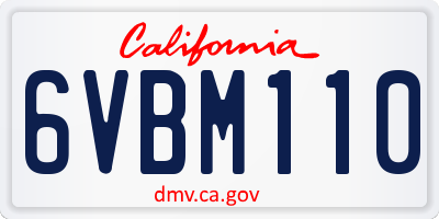 CA license plate 6VBM110