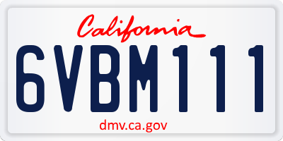 CA license plate 6VBM111