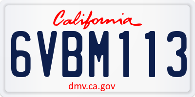 CA license plate 6VBM113