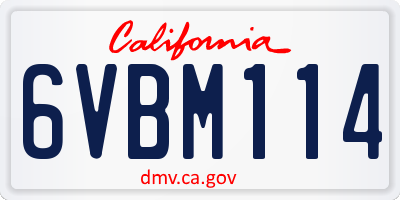 CA license plate 6VBM114