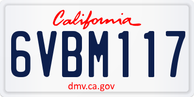 CA license plate 6VBM117