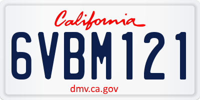 CA license plate 6VBM121