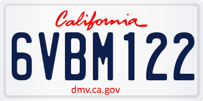 CA license plate 6VBM122