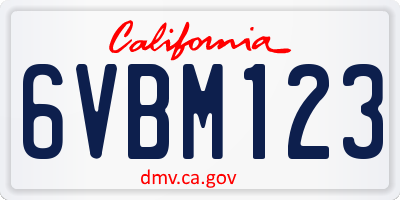 CA license plate 6VBM123