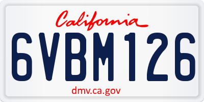 CA license plate 6VBM126