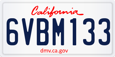 CA license plate 6VBM133