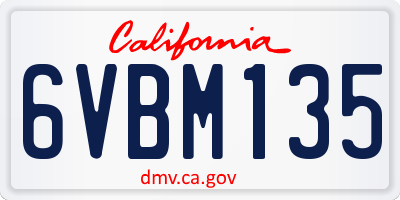 CA license plate 6VBM135