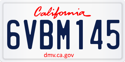 CA license plate 6VBM145