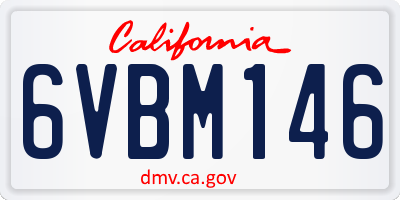 CA license plate 6VBM146