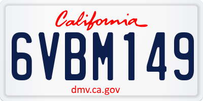 CA license plate 6VBM149