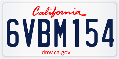 CA license plate 6VBM154