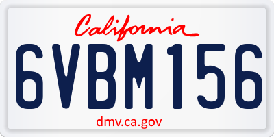CA license plate 6VBM156