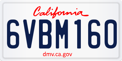 CA license plate 6VBM160
