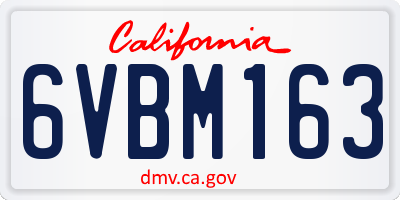 CA license plate 6VBM163