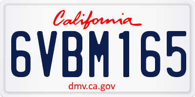 CA license plate 6VBM165