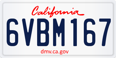 CA license plate 6VBM167