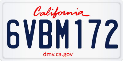 CA license plate 6VBM172