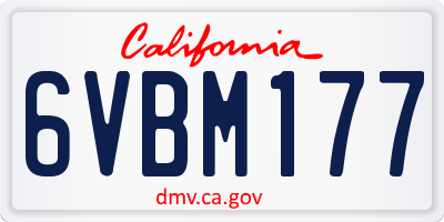 CA license plate 6VBM177