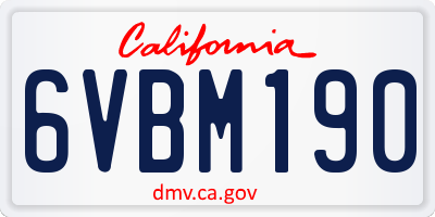 CA license plate 6VBM190