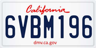 CA license plate 6VBM196