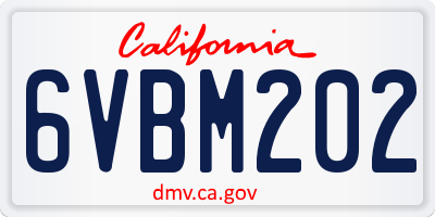 CA license plate 6VBM202