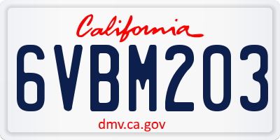 CA license plate 6VBM203