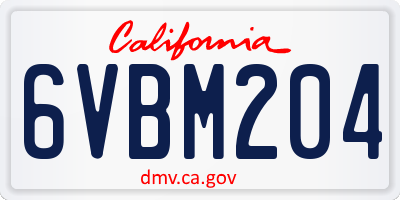 CA license plate 6VBM204