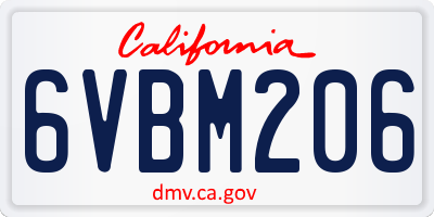 CA license plate 6VBM206